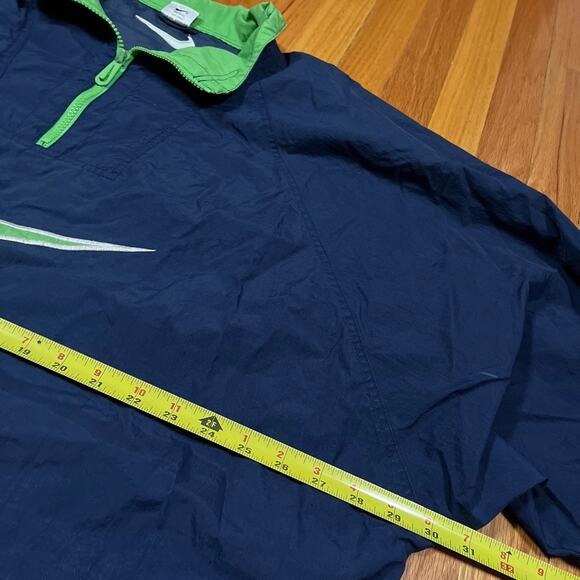 90s Nike Vintage Center Swoosh Pullover 1/4 Zip Windbreaker Blue Green XXL Retro - Picture 5 of 12